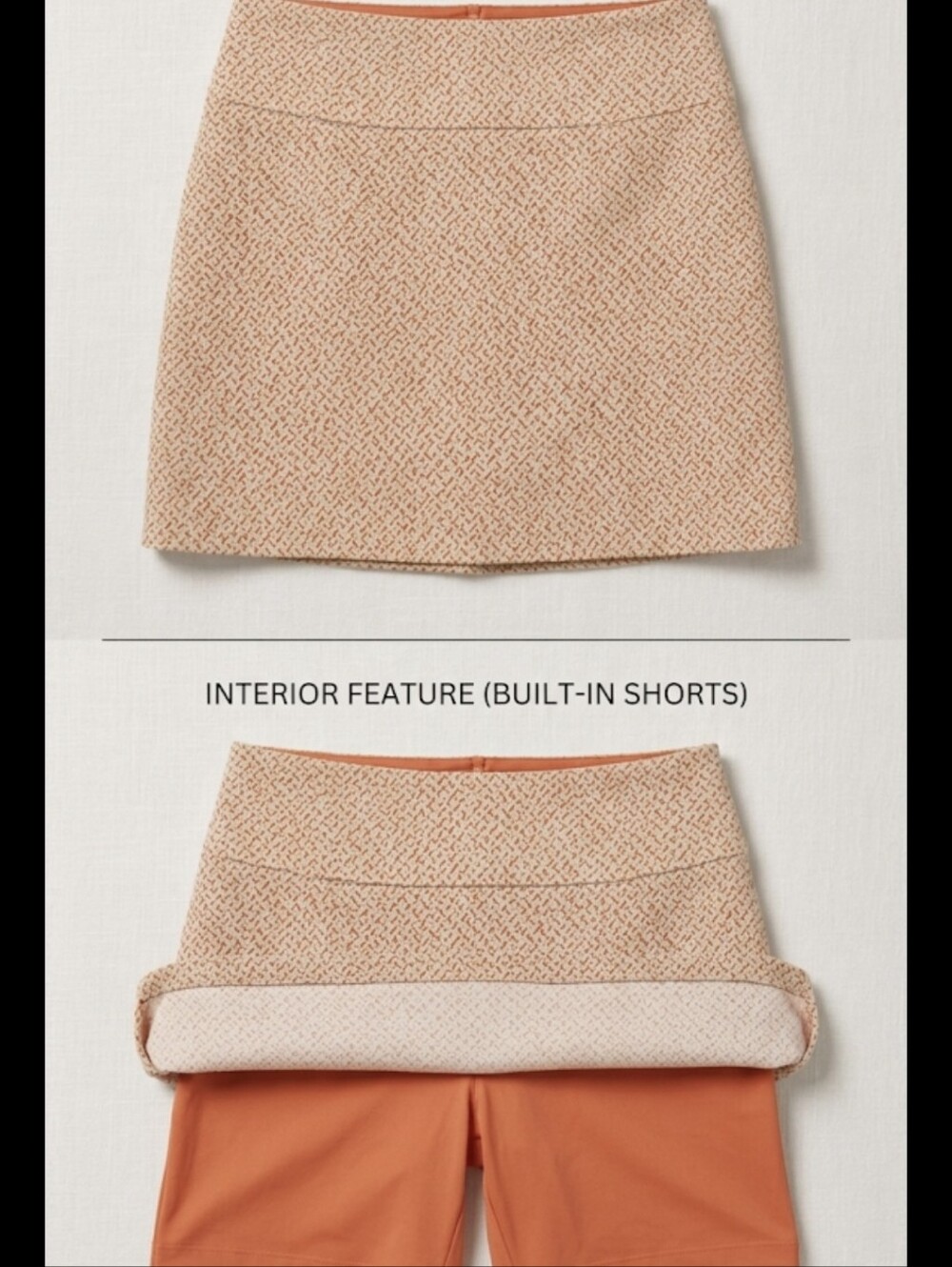 Woven Peach Tweed Mini Skirt
